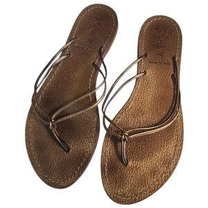 J. Crew Gold Metallic Leather Flip‎ Flops Sz 6